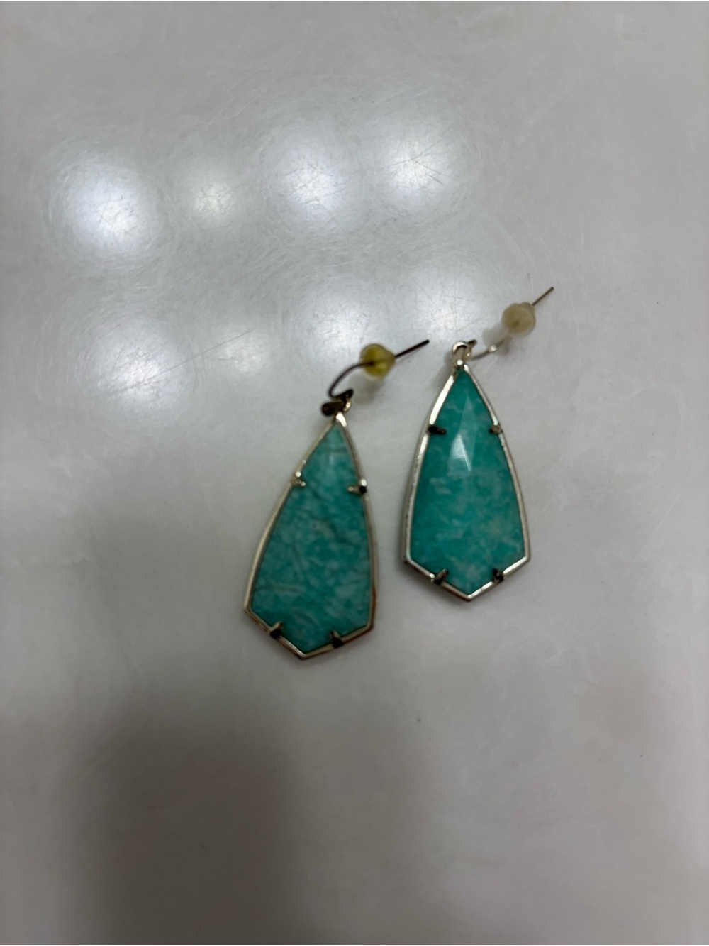 Kendra Scott Teal Faceted Kite Stone Dangle Earrings